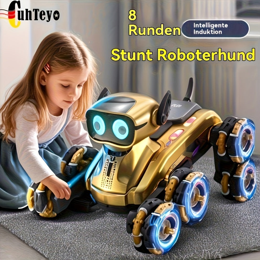 Robot Perro Espacial Mecánico más Nuevo de 2025 con Control Remoto y Tracción en 8 Ruedas, Apto para Fiestas, Espectáculos de Acrobacias - Juguete de Robot de Plástico Duradero, Mascota Electrónica para Juego al Aire Libre, Construcción Robusta, Acrobacia