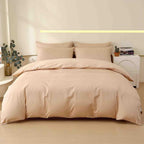 Juego de cama 4 piezas con funda elástica, (Funda de Edredón + Funda Protectora de Colchón + 1/2 Fundas de Almohada), Juego de Funda de Edredón 3-4 Piezas Estilo Nórdico de Color Sólido/Estampado, Ajustable para Camas de 90/105/135/150/180 cm, Regalo Navi