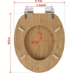 1 unidad de tapa de inodoro de madera con cierre suave, asiento de inodoro, fácil de limpiar, fácil de instalar, MDF, capacidad de carga de 175 kg, forma de O, nota: la color real es más oscuro que la imagen