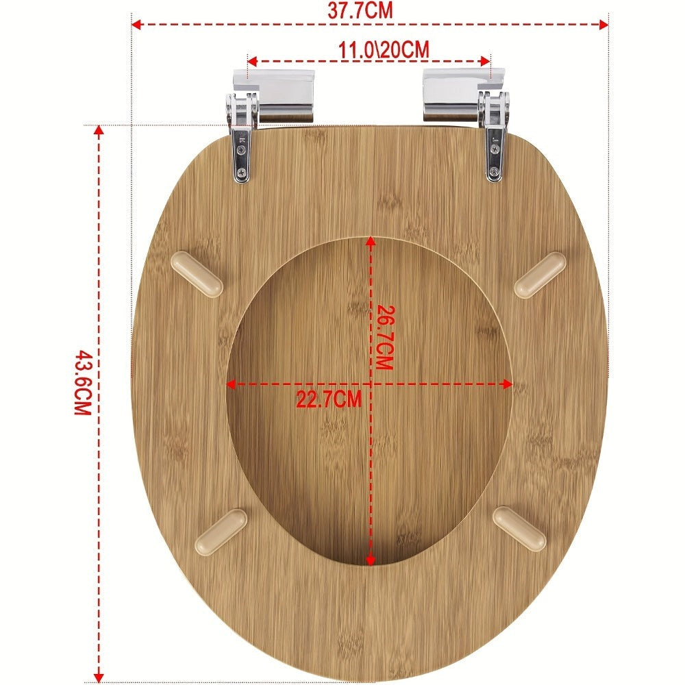 1 unidad de tapa de inodoro de madera con cierre suave, asiento de inodoro, fácil de limpiar, fácil de instalar, MDF, capacidad de carga de 175 kg, forma de O, nota: la color real es más oscuro que la imagen