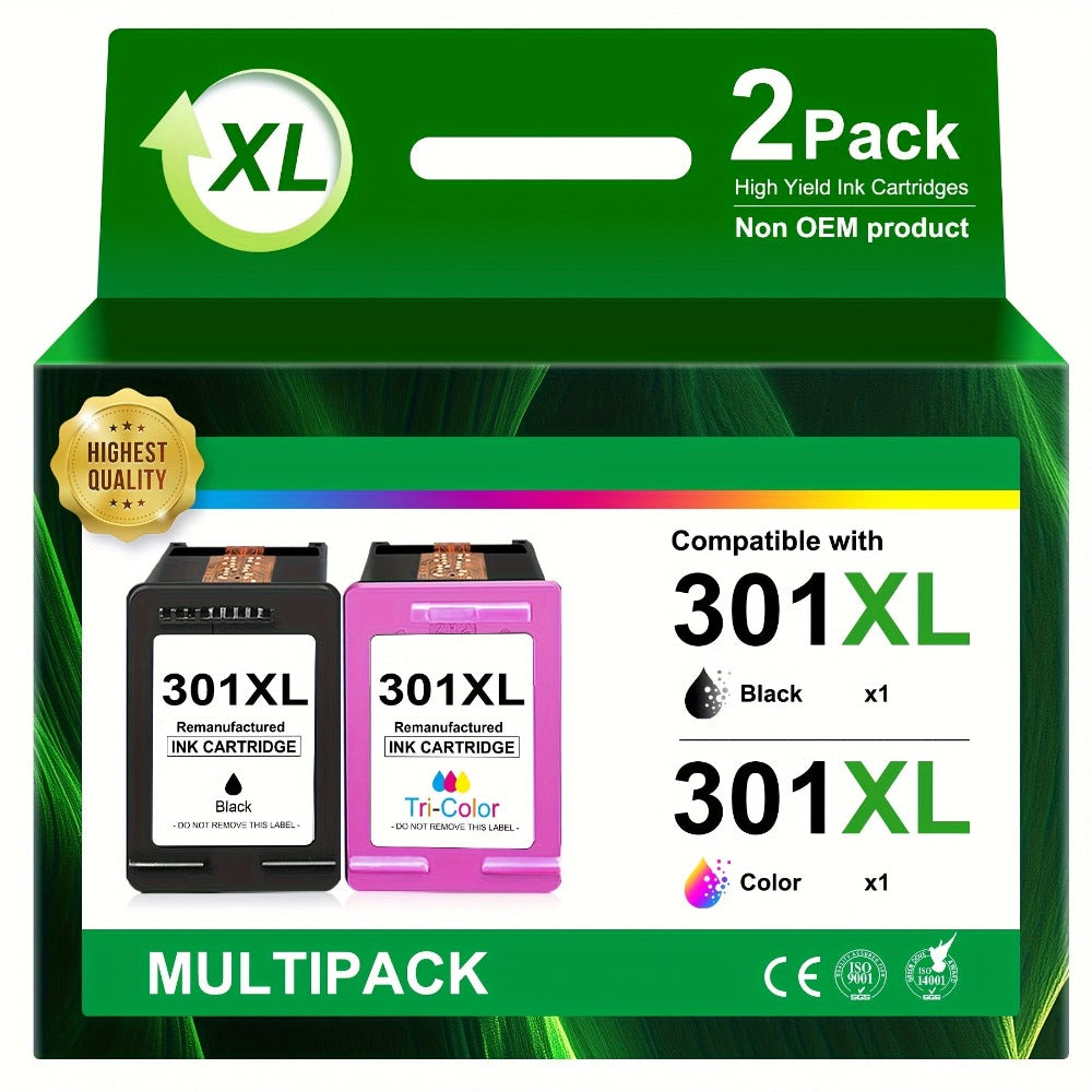 Multipack de cartuchos de repuesto 301 XL para impresoras HP 301, HP 301 XL, HP Envy 4500, 5530, 5534, 4504, DeskJet 2540, 1510, 2544, 2549, OfficeJet 4630, 4632, 2620, 2622 (1 , 1 color)