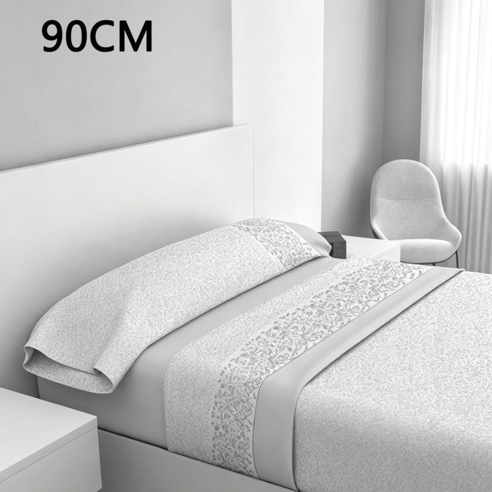 Juego de cama de 3 piezas con estampado de verano | Sábana bajera, colcha, funda de almohada | Estampado sencillo de hojas coloridas | Tela suave | 90 cm - Varios tamaños disponibles - Rosa