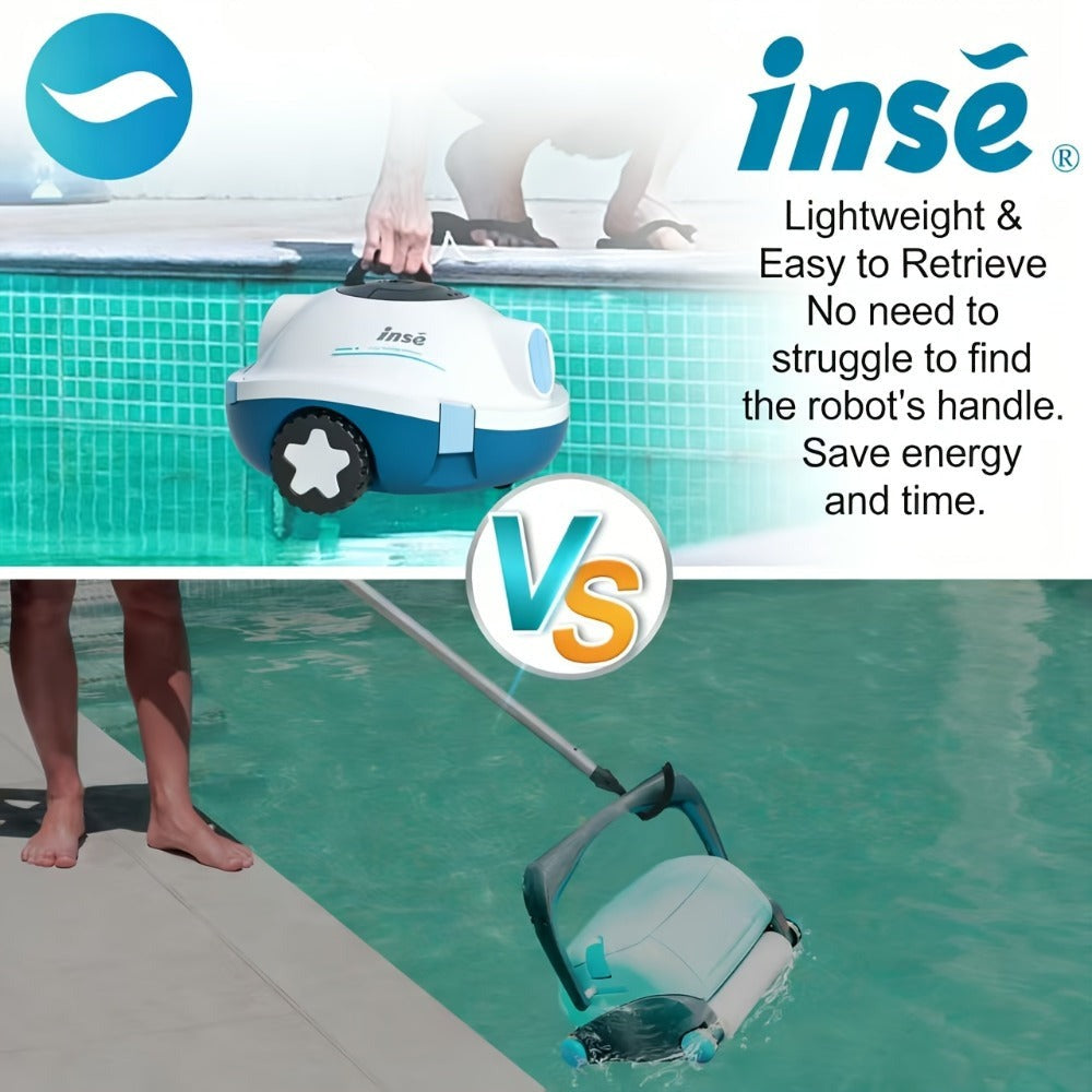 INSE Y10 Limpiador Robótico de Piscinas, Operación Sencilla, Potente Rendimiento de Limpieza, Fuerte Succión con Doble Entrada de Succión, 5200Mah, 42000Pa, Cesta de Filtro de 2.6L, Batería de Larga Duración, Estacionamiento Automático a lo Largo de la Pa