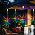 Luces colgantes de estrella explosiva, luces de fuegos artificiales, luces de hadas, luces de estrella explosiva, 114 LED, luces de meteorito, alimentadas por batería con control remoto, 84 modos de iluminación, operación adecuada para habitación de niña,