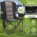 TRESKO® Silla de Camping Plegable hasta 200Kg | Silla Plegable con Bolsa Nevera, Portavasos y Bolsillo Lateral | Silla XXL Plegable Incluye Bolsa de Transporte | Silla de Pesca Acolchada para Exterior, Pesca, Festival y Jardín