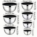 Juego de 7 cuencos de ensalada premium de acero inoxidable con tapas, juego de cuencos apilables, cuencos gruesos duraderos, aptos para ensaladas, aptos para lavavajillas y microondas, ideales para Navidad, Hanukkah, Pascua, Acción de Gracias, almacén loc