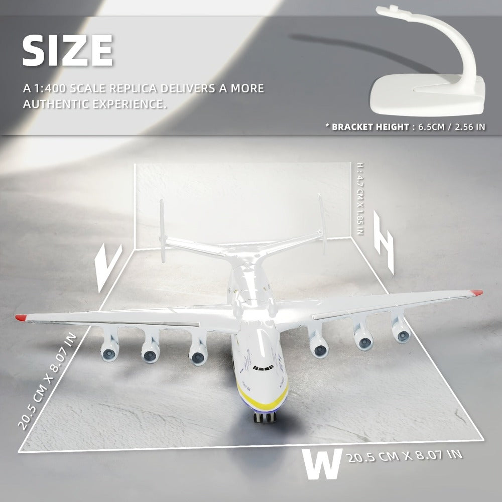 Modelo de Avión de Carga Metálico AN-225, Modelo de Avión de Carga con Soporte y Ruedas con Ruedas en un Set de Regalo, Coleccionable Memorial de Alta Detaile y Pieza de Exhibición Espectacular, El Mejor Regalo de Cumpleaños, Festival, Vuelta al Cole para
