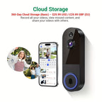 Cámara de Video de Puerta Inalámbrica, Alimentada por Batería, Vista en Vivo FHD, Almacenamiento en la Nube, Detección Humana por IA, Alerta Instantánea, Visión Nocturna, Audio Bidireccional, Wifi 2.4G Únicamente, Cámara de Vigilancia para Puerta para Sis