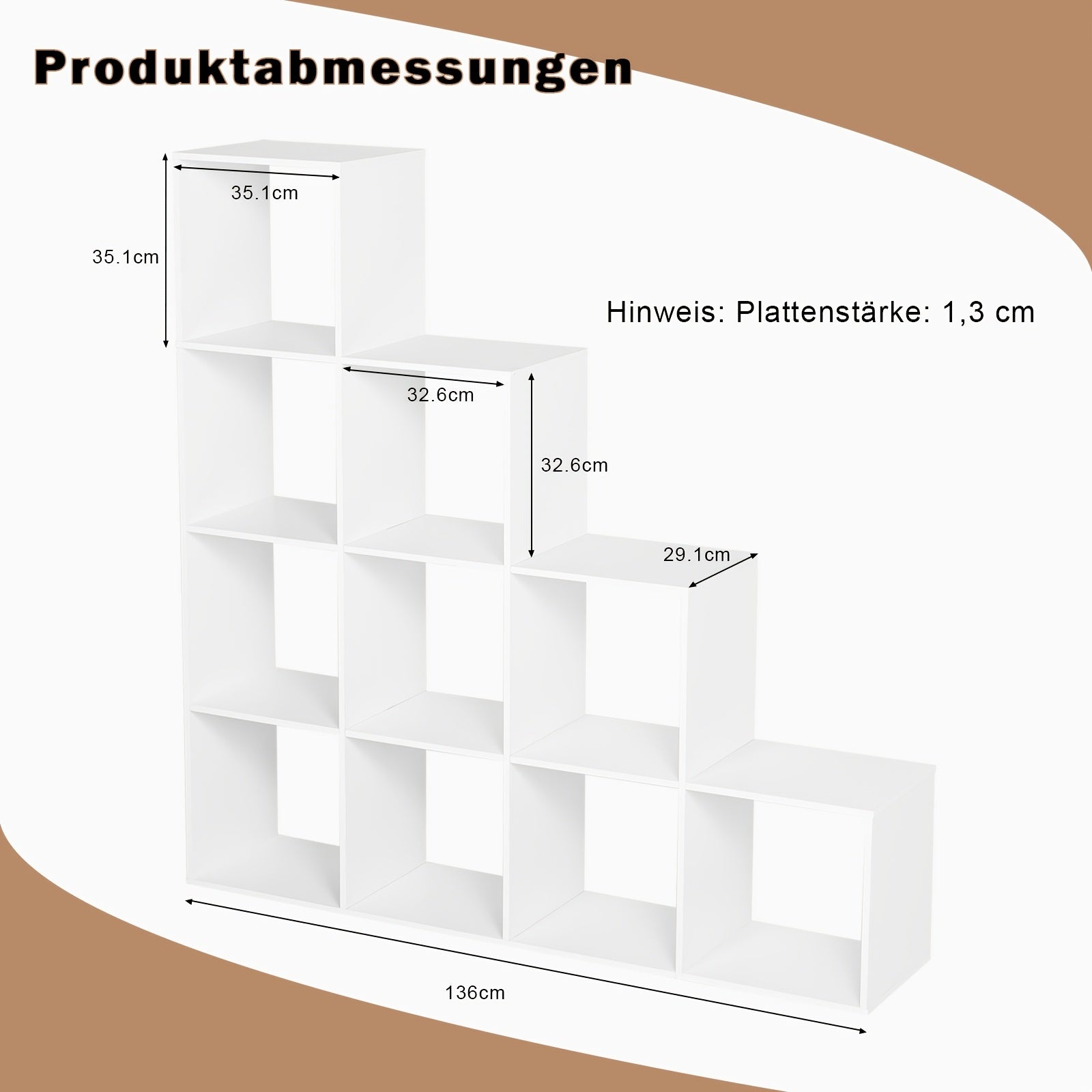 Estantería vertical 136 cm de madera | Libros decoración y almacenamiento en casa