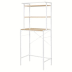 1pc Estante para Lavadora, Estante WC sobre la Lavadora, Armario de Lavadora, Armario de Baño, 3 Estantes, Toallero, Material Metal y Madera, 67x162x40cm