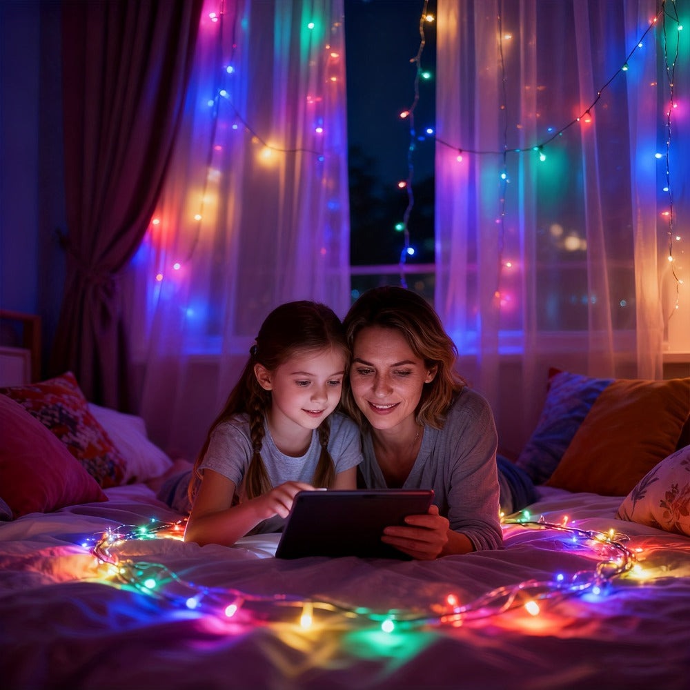 Guirnalda de luces LED de hadas de 100 m + 5 m de largo, 1000 cuentas LED, enchufe de salida de 31 V, luces LED de hadas para árbol de Navidad alimentadas por corriente con temporizador, función de memoria, 8 modos, decoraciones iluminadas para festividad