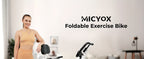 Bicicleta estática plegable de interior Micyox MX711 con asiento extragrande, 16 niveles de resistencia, pantalla, sensor de frecuencia cardíaca, equipo de fitness que ahorra espacio