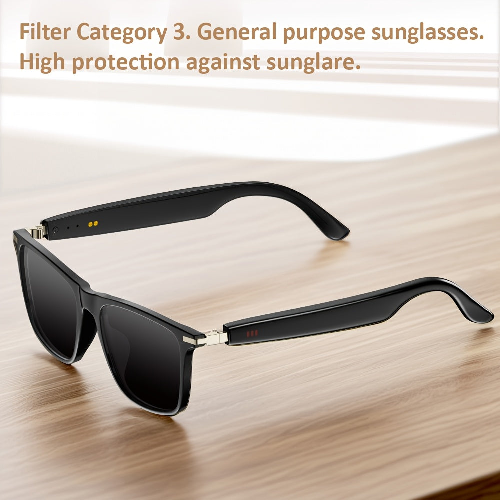 Gafas de audio inteligentes multifuncionales con tecnología de onda sonora incorporada, altavoz lineal, compatibles con llamadas inalámbricas, contestar llamadas, rechazar llamadas, escuchar música con gafas, control de fotos, batería grande de 85mAh*2, b