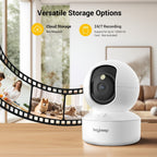 1pc Cámara de Vigilancia Wifi de Doble Banda 1296P, Alertas Inteligentes, Audio Bidireccional, Visión Nocturna a Color, Detección de Movimiento de Paquetes de Vehículos y Mascotas