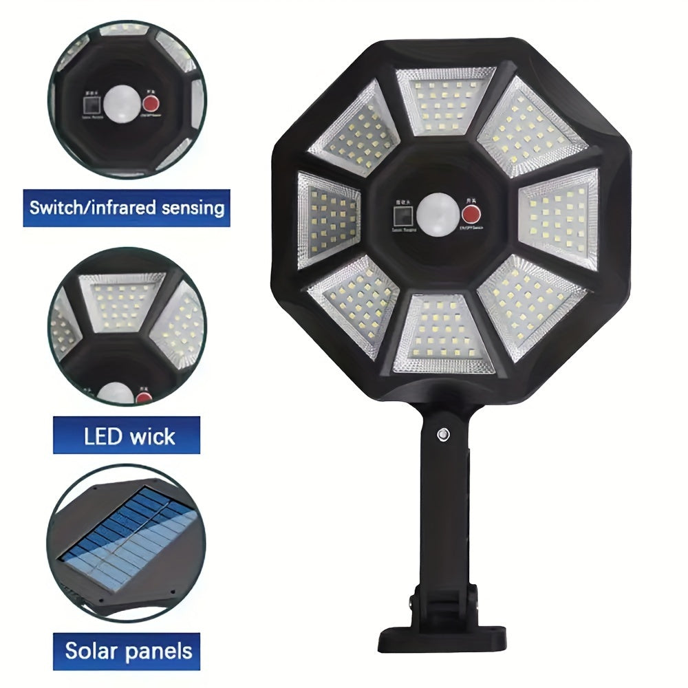 Luz solar exterior | 2/4 piezas Luces de calle solares con sensor de movimiento y control remoto, 3 modos de iluminación, luces solares de