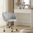 1 Silla de oficina para el hogar, Silla de escritorio, Silla de maquillaje, Silla de terciopelo con respaldo en forma de pétalo - Cómoda y hermosa, Silla giratoria con ruedas, Altura de silla ajustable, Base de metal, Fácil de montar