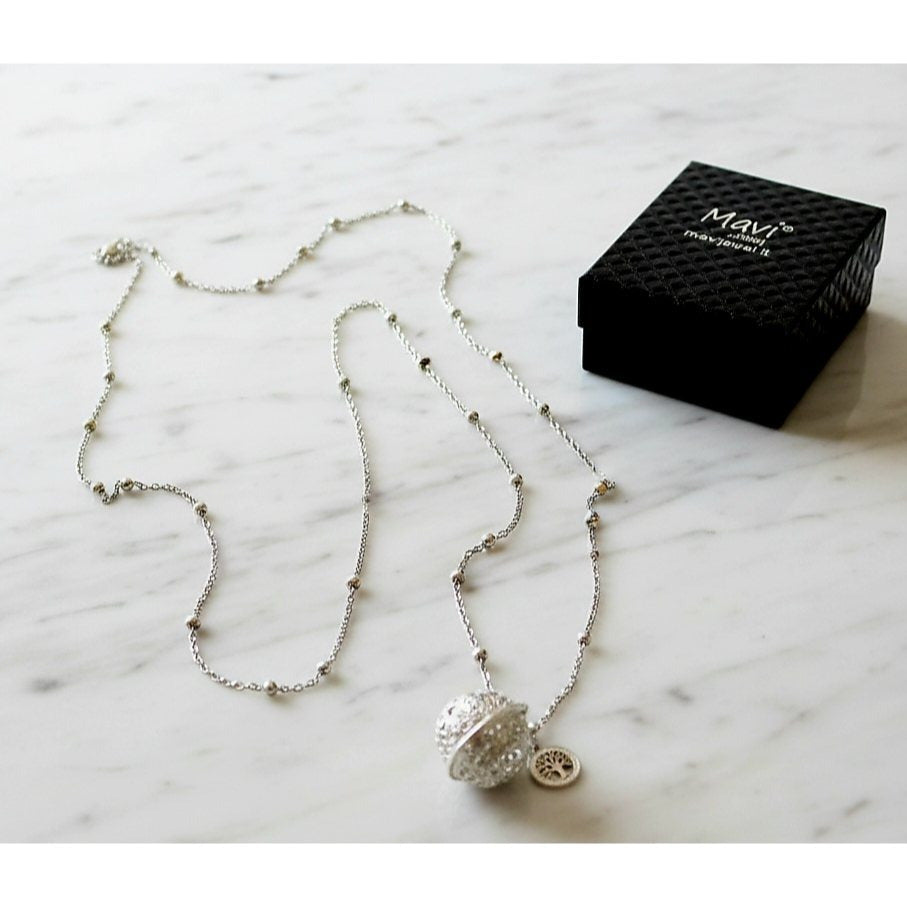 Collar de Acero para Mujer con Colgante de Ángel en Color Plata