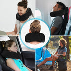 Una Almohada Cervical Ergonómica en Forma de U con Bolsa de Almacenamiento, Espuma de Memoria con Tecnología de Rebote Lento, Funda Lavable a Máquina, Ligera y Portátil para Avión, Oficina y Hogar, Apoya Cuello y Cabeza, Ideal para Siestas, Lectura y Ver