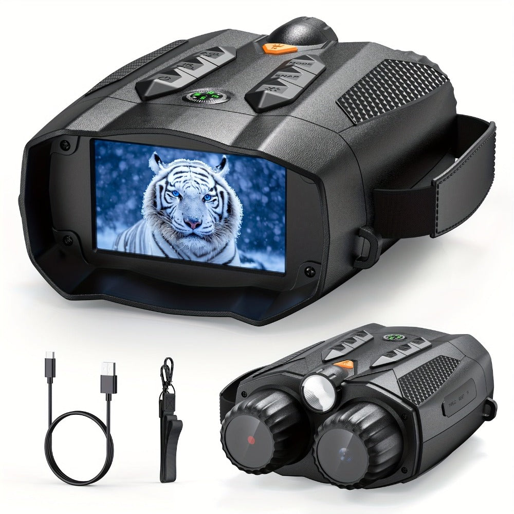 Binoculares de visión nocturna 4K HD, gafas de visión nocturna con pantalla de 3 pulgadas y linterna, adecuadas para la caza al aire libre en la oscuridad, seguridad para acampar, observación de la vida silvestre, zoom digital 10X, batería incorporada de