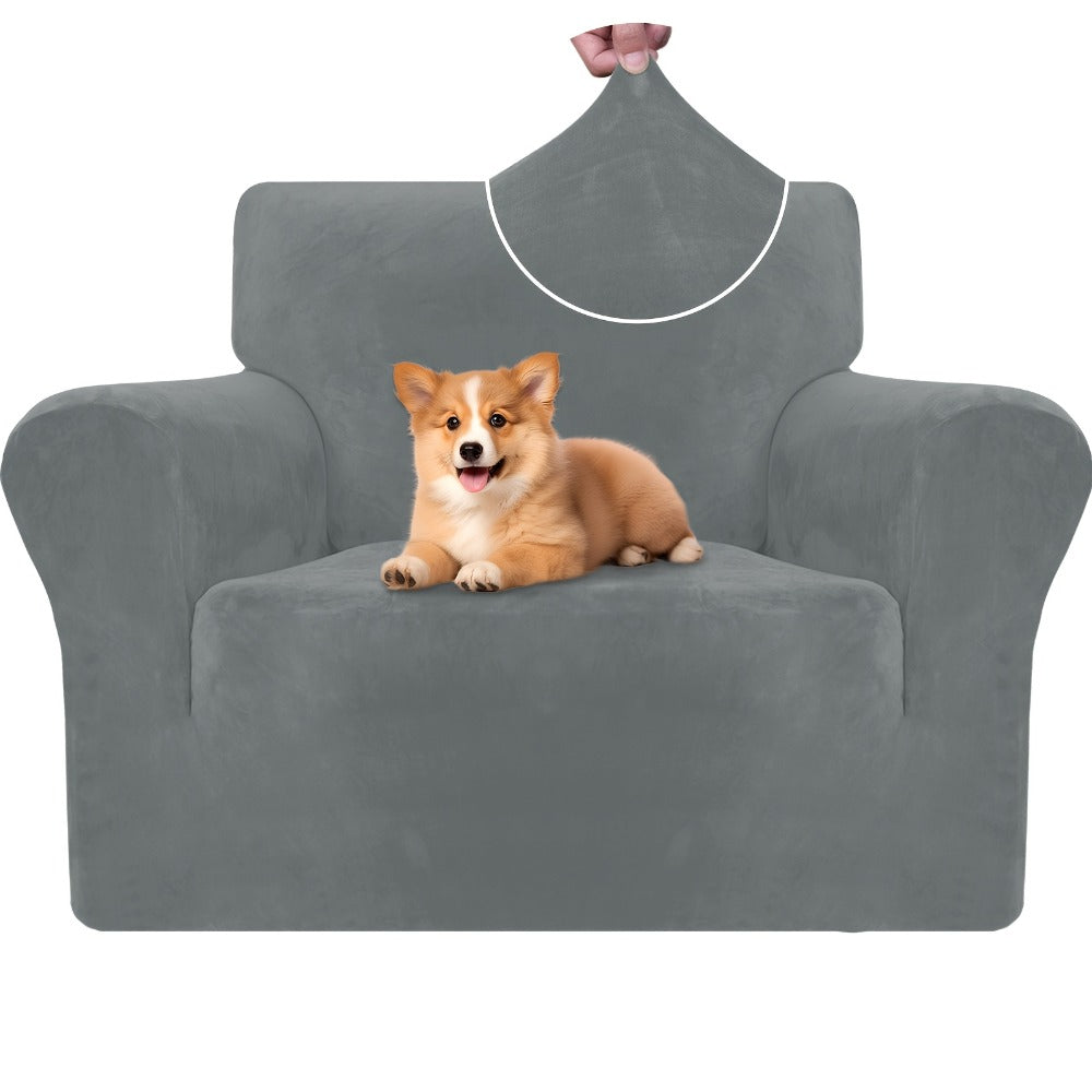 Fundas para Sofá de Terciopelo Ystyle, Funda para Sofá de 3 Plazas con Apoyabrazos, Funda Antirrayaduras para Gatos, Funda Elástica para Sofá, Funda Universally Lavable y Antideslizante, Gris