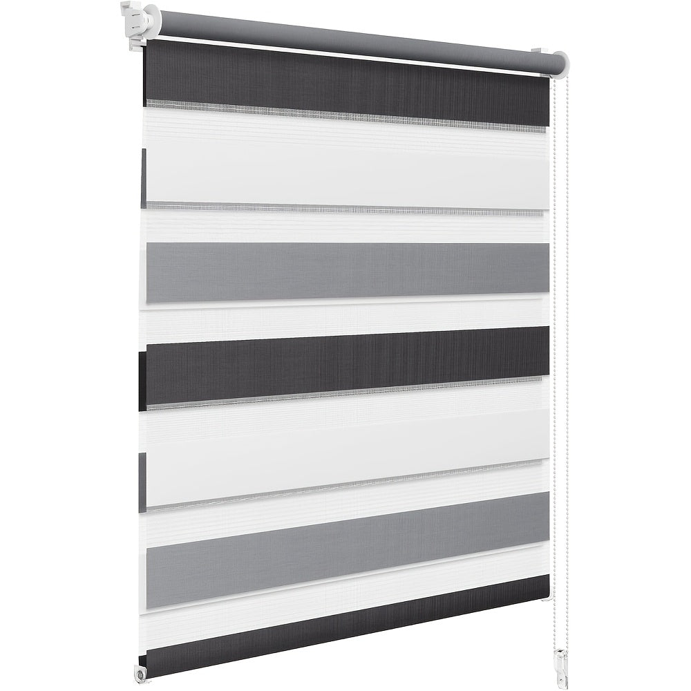 1 unidad, persiana de doble rodillo, cortina de doble capa sin perforaciones, bloqueo de luz, a prueba de sol y aislante térmico, luz ajustable, adecuada para dormitorio, sala de estar, cocina, baño, oficina, estudio, balcón, decoración del hogar