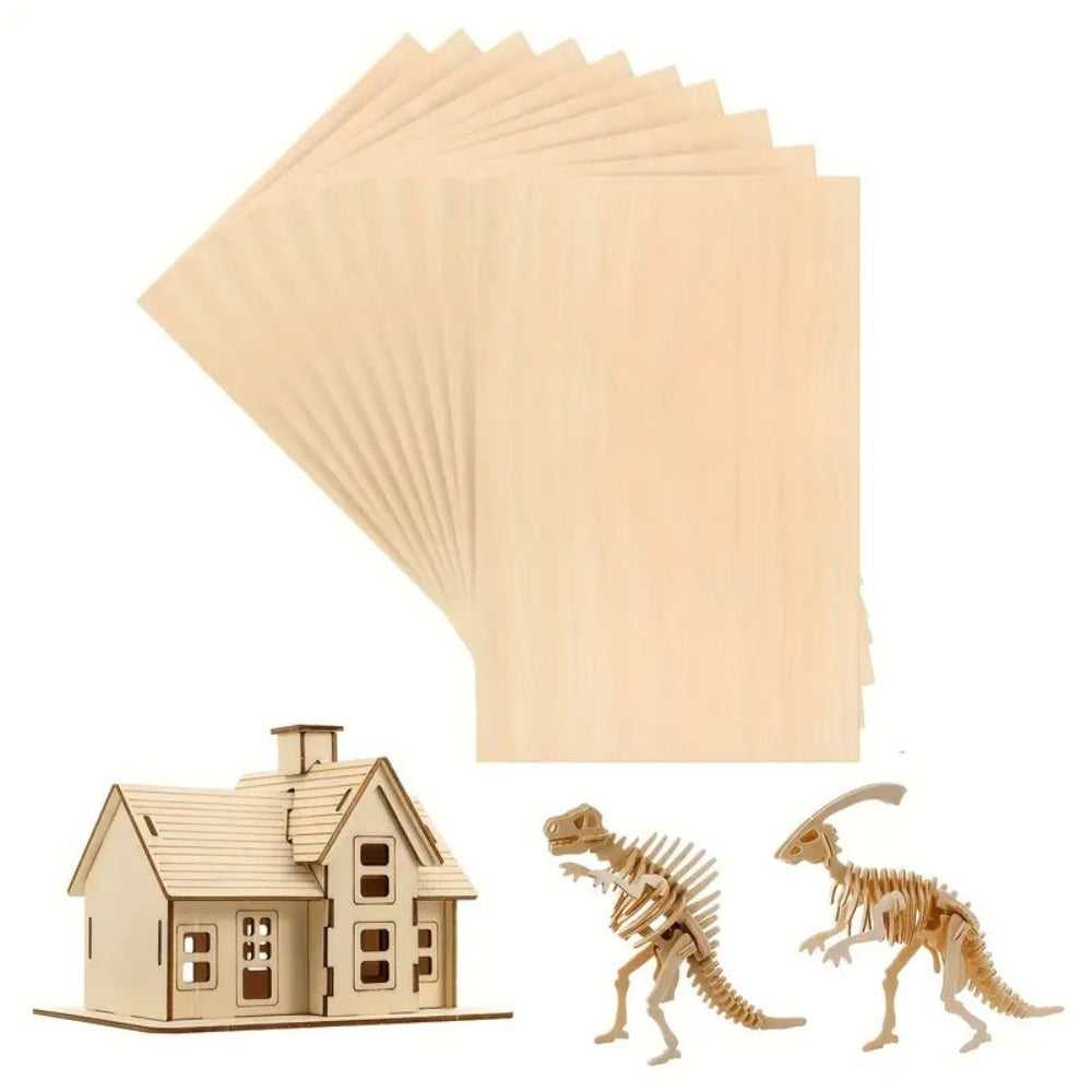 12 pcs Paneles de madera contrachapada sin tratar 3 mm – Tablas para manualidades, carpintería DIY, grabado láser, corte, pintura y decoración – Tamaños 30 × 20 cm / 40 × 30 cm