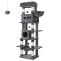 Torre para gatos de interior, 170 cm de alto, casa espaciosa de varios niveles con condominio, 8 postes para rascar, una hamaca y 4 pompones