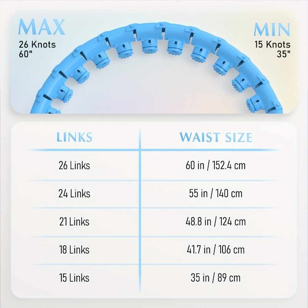 Cinta de fitness inteligente ajustable con bola hueca desmontable, cintas pesadas para pérdida de peso, talla grande 46 pulgadas/117 cm, incluye 24 enlaces desmontables y entrenador de cintura para mujeres. Nudo desmontable para ejercicios en casa, dispon
