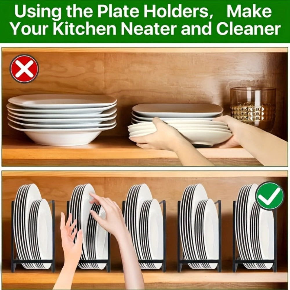Organizador de Soportes de Platos de Metal de 1/3 piezas, Soporte Vertical para Platos, Construcción de Metal Duradera Anti-Caída, Ahorro de Espacio, Adecuado para Platos, Ollas, Tapas, Tablas de Cortar, Ideal para el Hogar, Uso en Restaurantes