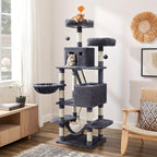 Rascador para gatos | Árbol para Gatos Feandrea de Gran Tamaño con Múltiples Niveles - 13 Postes Rascadores, 2 Plataformas y Hamaca Acogedora