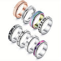 8 Piezas de Anillos Spinner para Ansiedad, Juego de Anillos de Acero Inoxidable para Mujeres y Hombres, Anillos Antiestrés Fidget