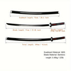 Espadas Katana Anime de Bambú de 104.14cm No Afiladas, Múltiples Estilos Incluyen Cinturón y Soporte para Espada, Regalo de Navidad Halloween, Accesorios de Cosplay para Disfraces de Personajes