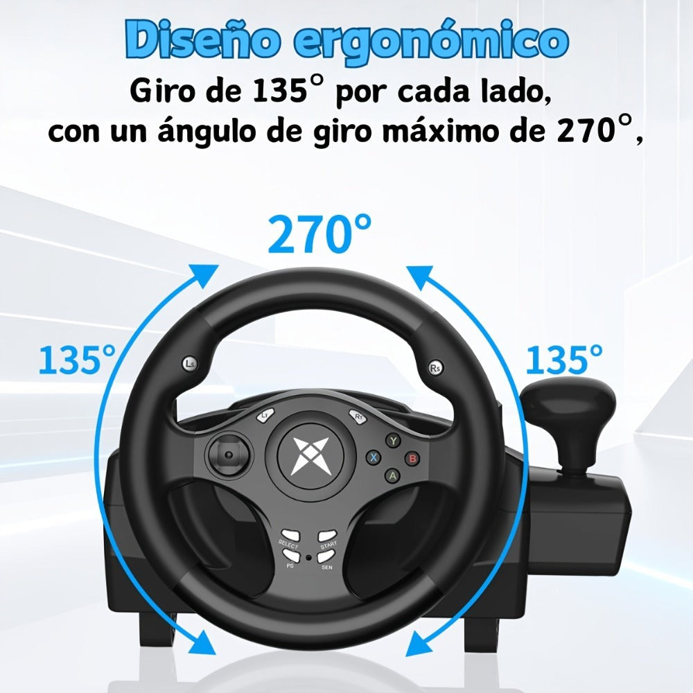 Volante de juego de carreras NBCP con pedales, volante de 270° con retroalimentación de fuerza, para PC, PS4/PS3, Android, simulador de carreras Real Racing