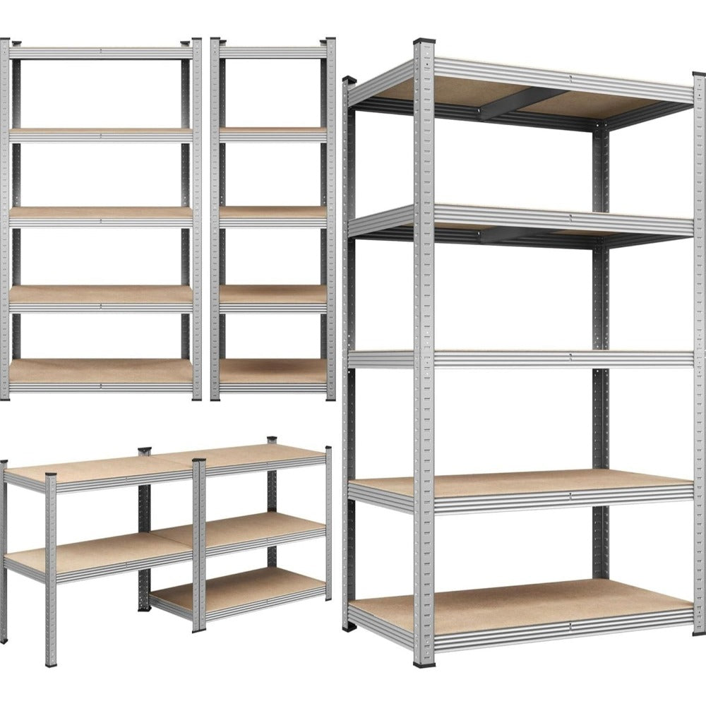 Estantería Multifuncional de 5 Capas | Estantería multifuncional de 5 pisos | adecuada para cocina, garaje, almacén o supermercado (1 o 2 unidades) | tamaño: 180x90x40 cm | convertible en mesa de trabajo | cubo de fibra de densidad media | muy adecuado pa