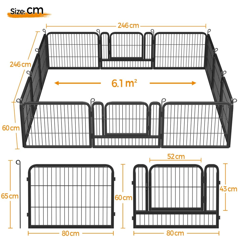 Costoffs Jaula para Perros de 80 x 60 cm con Puerta y Anillos para Piso, Ideal para Uso Interior y Exterior