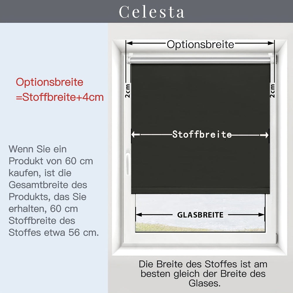1pc Persiana Enrollable para Sombra, Opacante, Tela de Triple Capa con Recubrimiento Plateado para Reflexión Solar, Sin Necesidad de Taladrar, Ancho Opcional = Ancho de la Tela + 4cm