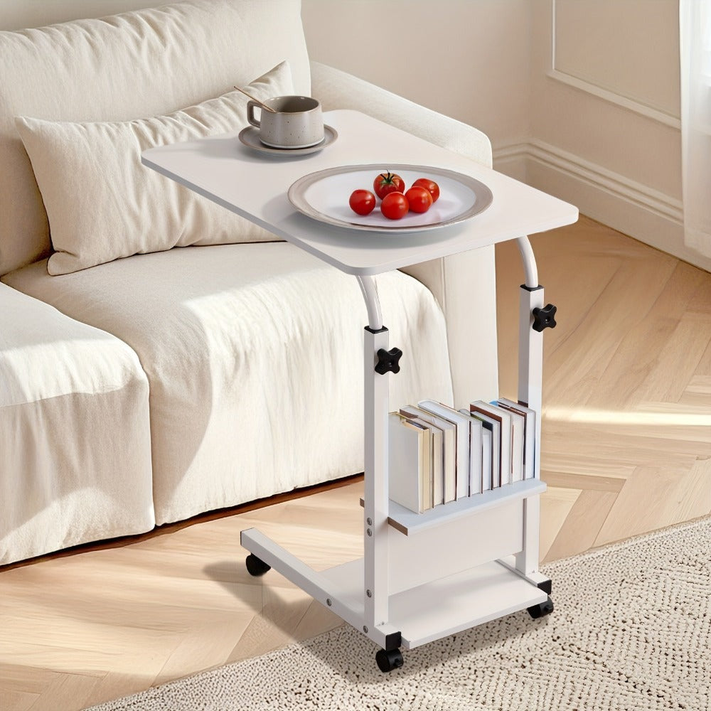 Escritorio Elevable de Altura Ajustable 68.58cm-83.82cm, Escritorio de Ordenador de 3 Niveles con Almacenamiento, Diseño Deslizante Debajo para Ahorrar Espacio, Robusto y Duradero, Fácil de Instalar, Mesa de Estudio Cómoda Ideal para Oficina en Casa, Sofá