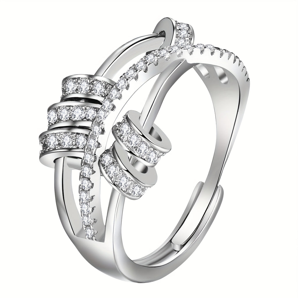 Anillo de ansiedad para mujer, anillo giratorio de acero inoxidable, anillo de meditación ajustable