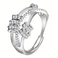 Anillo de ansiedad para mujer, anillo giratorio de acero inoxidable, anillo de meditación ajustable