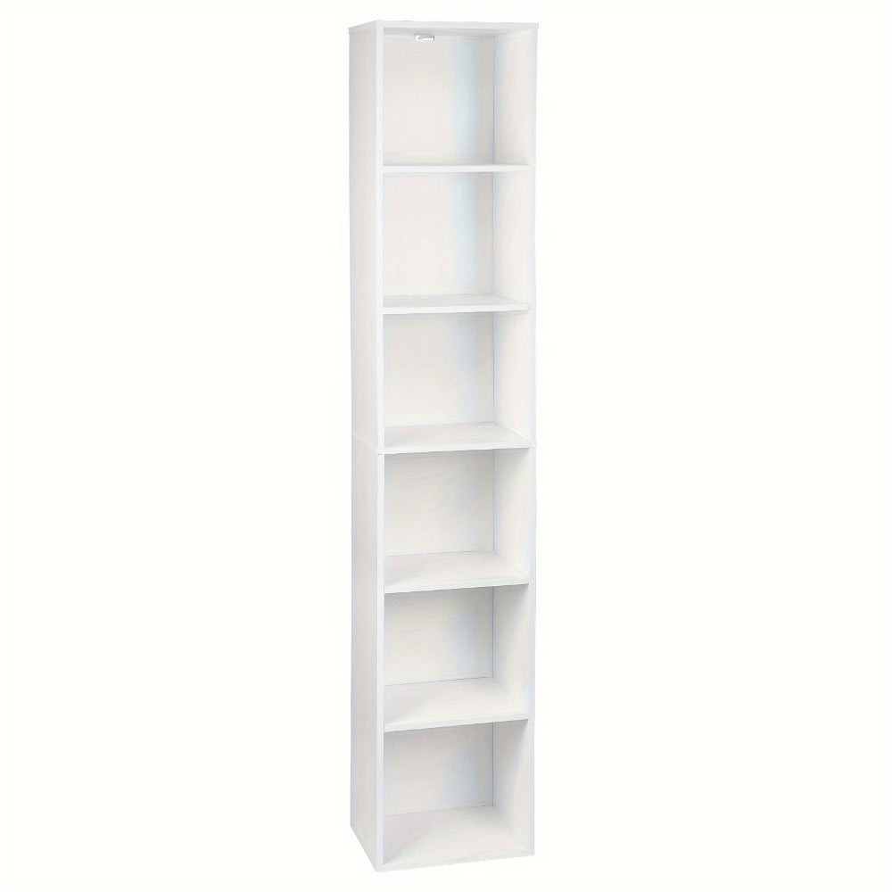 1pc Estantería con 6 Compartimentos, Estantería Cúbica Independiente, Estantería Vertical, Estante de Oficina, Estante de Almacenamiento, Estante para Archivos, Hecho de Material de Madera, 30x158,5x24 cm (Ancho x Alto x Grosor)