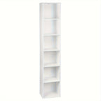 1pc Estantería con 6 Compartimentos, Estantería Cúbica Independiente, Estantería Vertical, Estante de Oficina, Estante de Almacenamiento, Estante para Archivos, Hecho de Material de Madera, 30x158,5x24 cm (Ancho x Alto x Grosor)