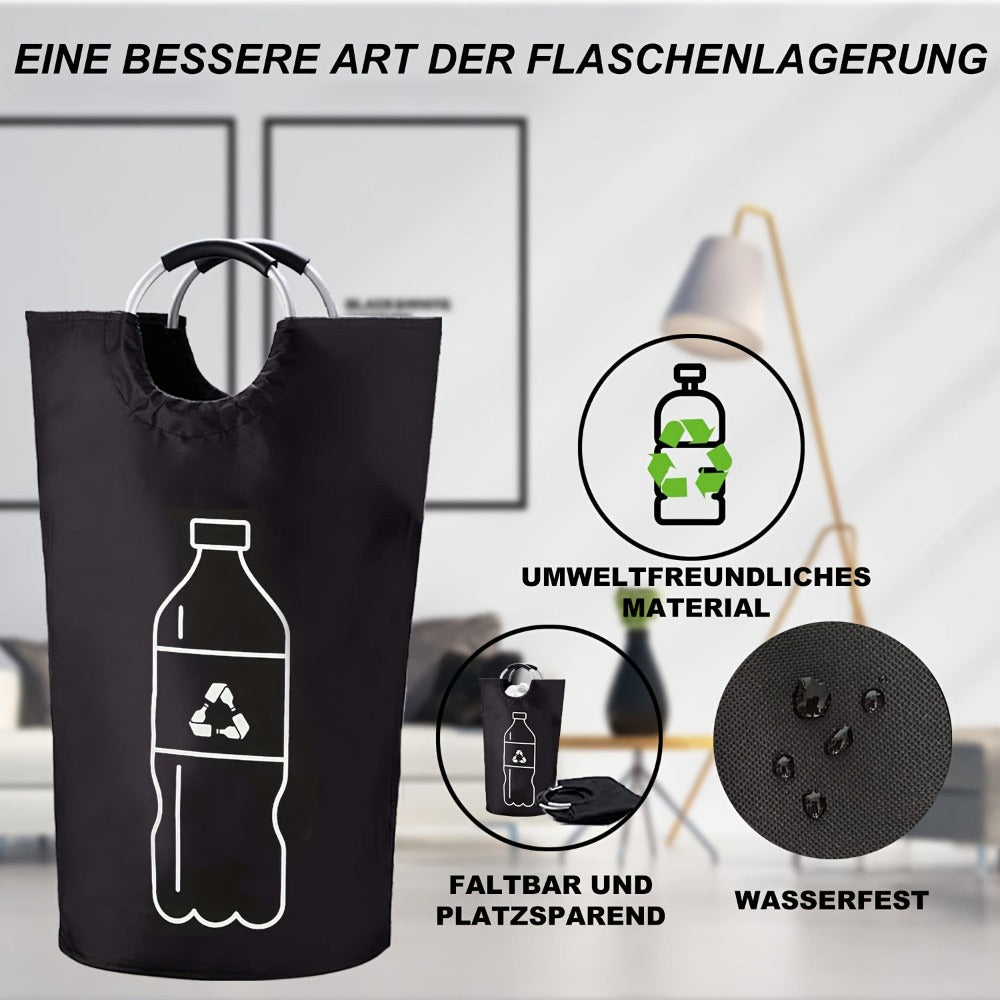 Cubo de Reciclaje Plegable de 100L y 70L, Material de Nylon 900D, con Bolsa Extraíble - Organizador de Basura de Tela Oxford Negra de Gran Capacidad, para Reciclaje de Vidrio, Plástico, Metal y Botellas Vacías, Almacenamiento para Cocina y Lavandería
