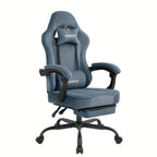 Silla de gaming SUKIDA de tela, silla de gaming ergonómica con reposapiés, silla de carreras para ordenador ajustable con soporte lumbar, silla ergonómica para PC negra