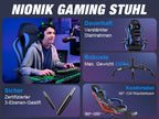 Silla Gamer, Silla de Computadora, Inclinación de Respaldo de 135°, Silla Ergonómica con Reposapiés, Silla de Oficina, Silla de Computadora Ergonómica con Soporte Lumbar, Silla para Esports