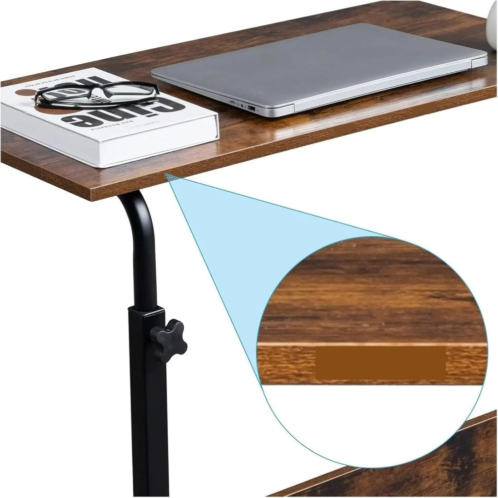 Mesa auxiliar con ruedas 60X40 cm Mesa para portátil Mesa Auxiliar de Altura Ajustable para Dormitorio Mesita de Noche Móvil Diseño Compacto que Ahorra Espacio