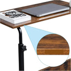 Mesa auxiliar con ruedas 60X40 cm Mesa para portátil Mesa Auxiliar de Altura Ajustable para Dormitorio Mesita de Noche Móvil Diseño Compacto que Ahorra Espacio