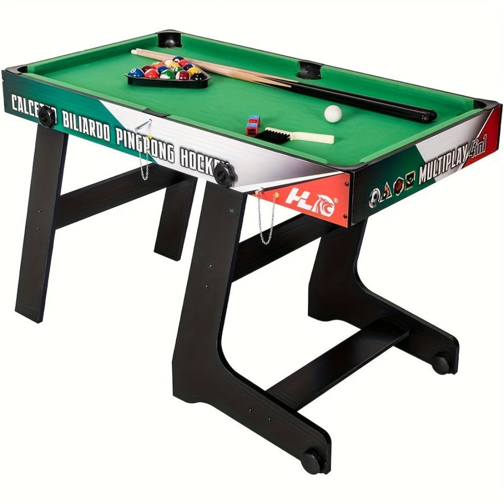 Mesa de Juego Multifuncional 4 en 1 HLC, Patas Plegables, Varillas Telescópicas, Deportes Multifuncionales/Billard/Tenis de Mesa/Hockey, Adecuada para Entretenimiento Familiar, Sin Batería