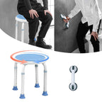 Silla de ducha giratoria de alta resistencia con reposabrazos, asiento giratorio de 360°, taburete de baño de altura ajustable, base antideslizante, diseño fácil de limpiar para uso en el baño