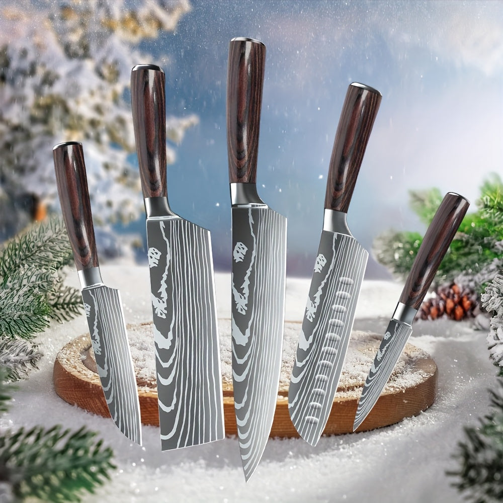 Juego de 5 piezas/Juego de 8 piezas [Caja de regalo + Sello de cintura], Juego de cuchillos de cocina, Cuchillo de chef, Cuchillo para rebanar, Corte de carne y pescado, Un juego puede preparar una variedad de ingredientes, Cocina casera, Hoteles, Restaur