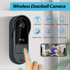 Cámara de Timbre WiFi Inalámbrica con Audio Bidireccional - Resolución HD, Timbre Visual WiFi con Cámara, Timbre Inteligente Inalámbrico Visual - Cámara de Timbre WiFi para Puerta, Visión Nocturna, Cambiador de Voz, Grabación de Fotos y Vídeos, Batería de